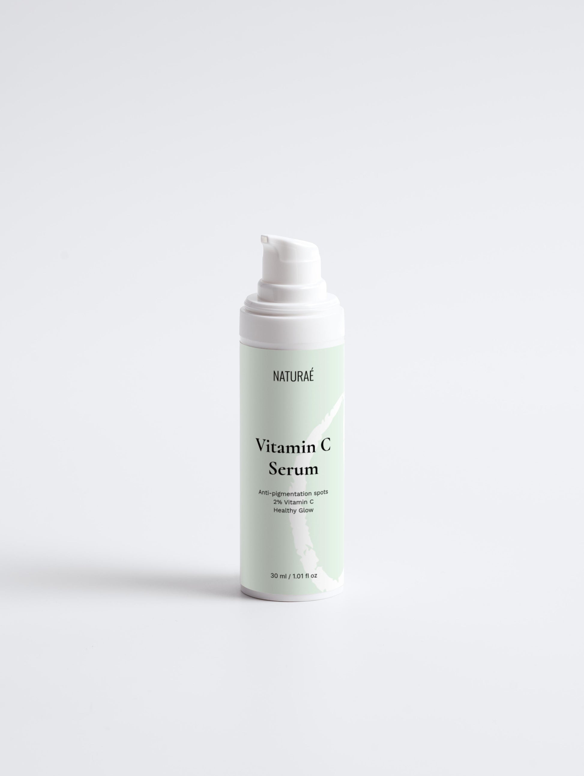 Vitamin C serum bottle on a white background